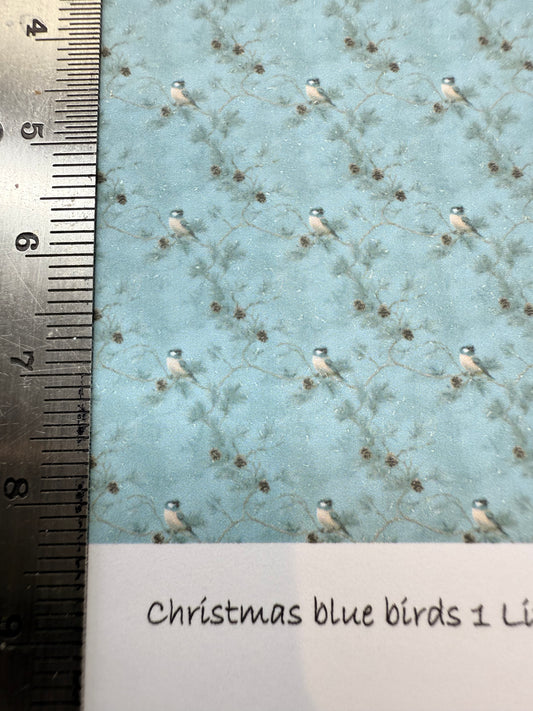 FABRIC christmas blue birds1