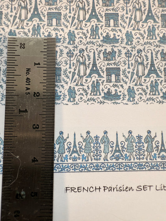 SET French Parisian wallpaper with rug & pictures