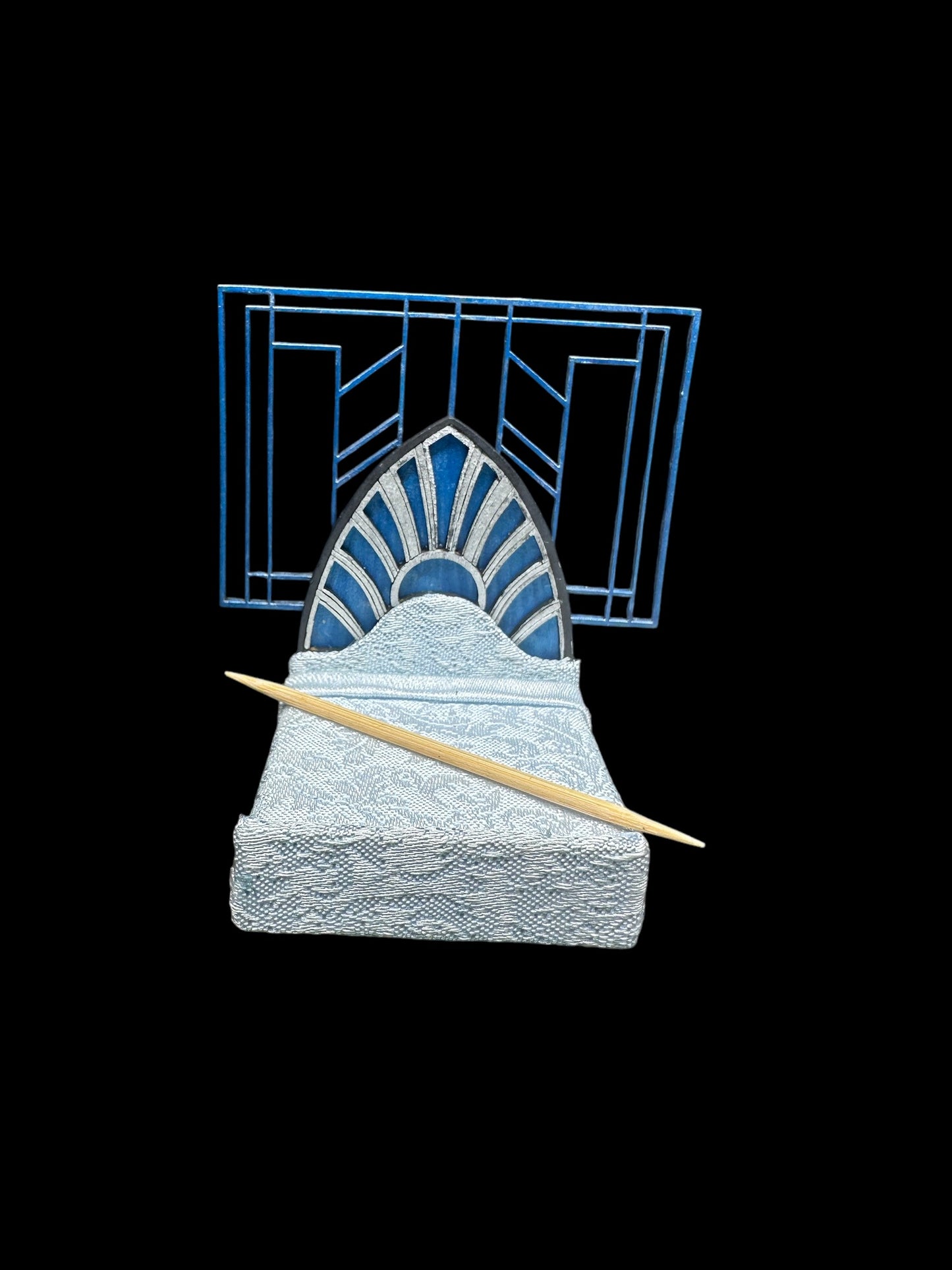 ART DECO king size bed with peacock panel. 1/48th scale