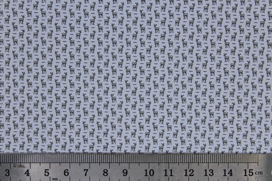 FABRIC Christmas black reindeer on white background 1/48th