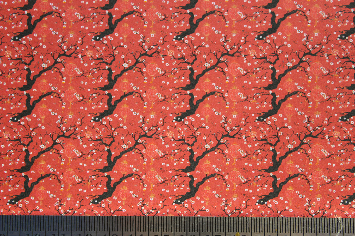 Wallpaper, Chinese, red & black tree silhouette, 1/48th scale