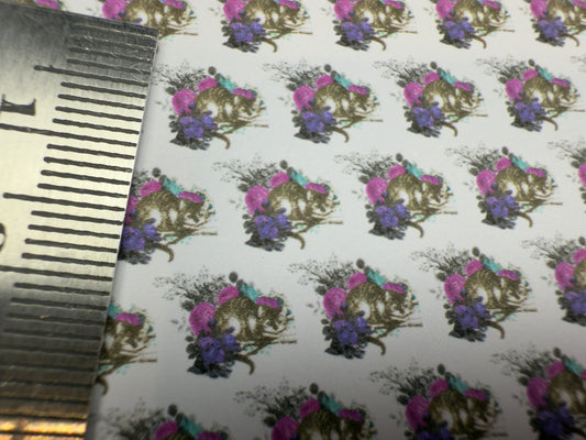 FABRIC ALICE cat 4 purple flowers