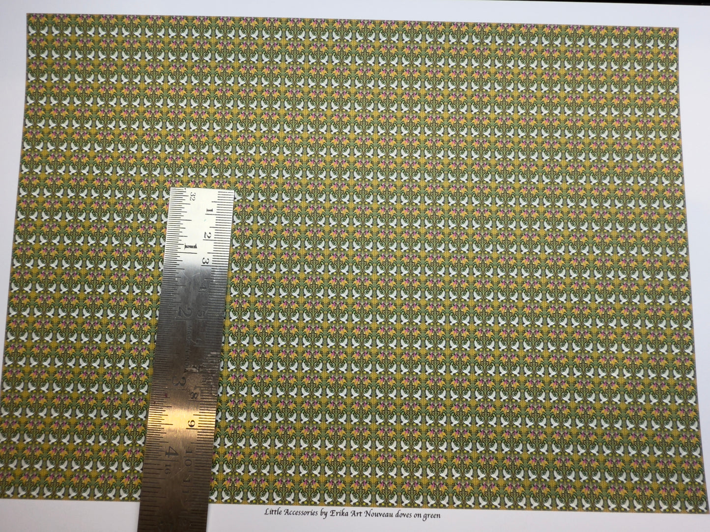 FABRIC FRENCH Art Nouveau Doves on green 1/48th scale