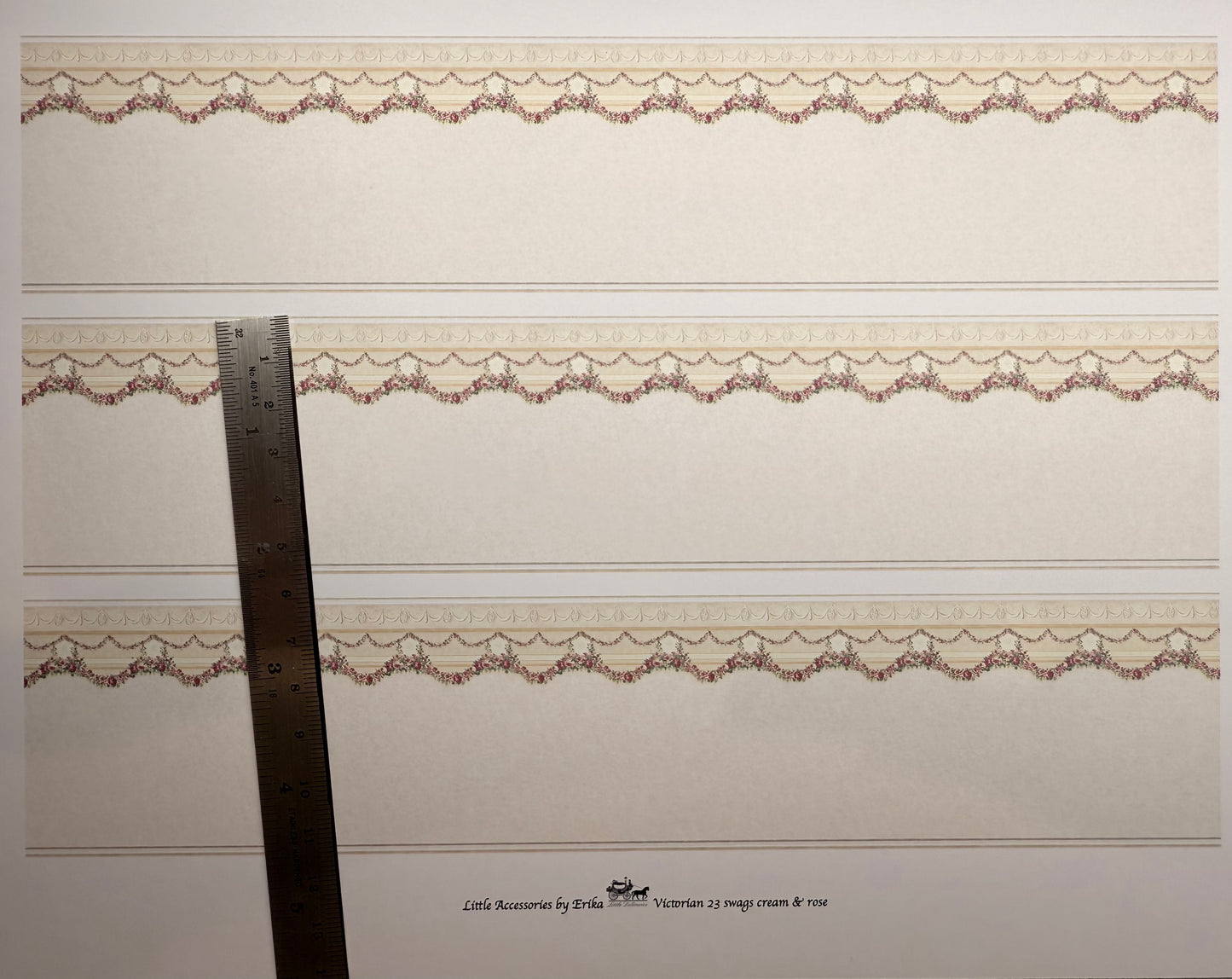 Wallpaper panel victorian roses & swags 23. 1/48th scale