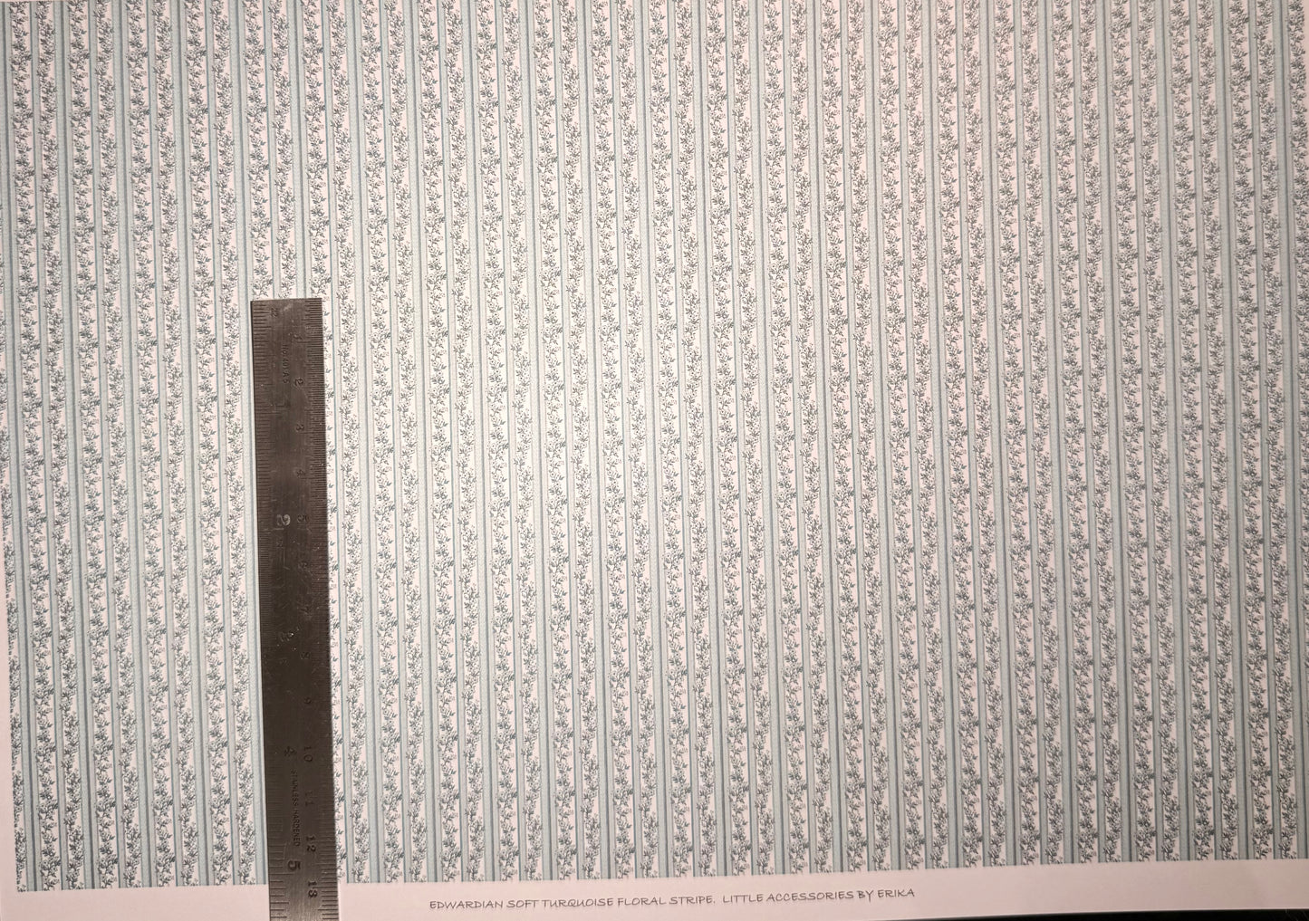 WALLPAPER EDWARDIAN SOFT TURQUOISE FLORAL STRIPE