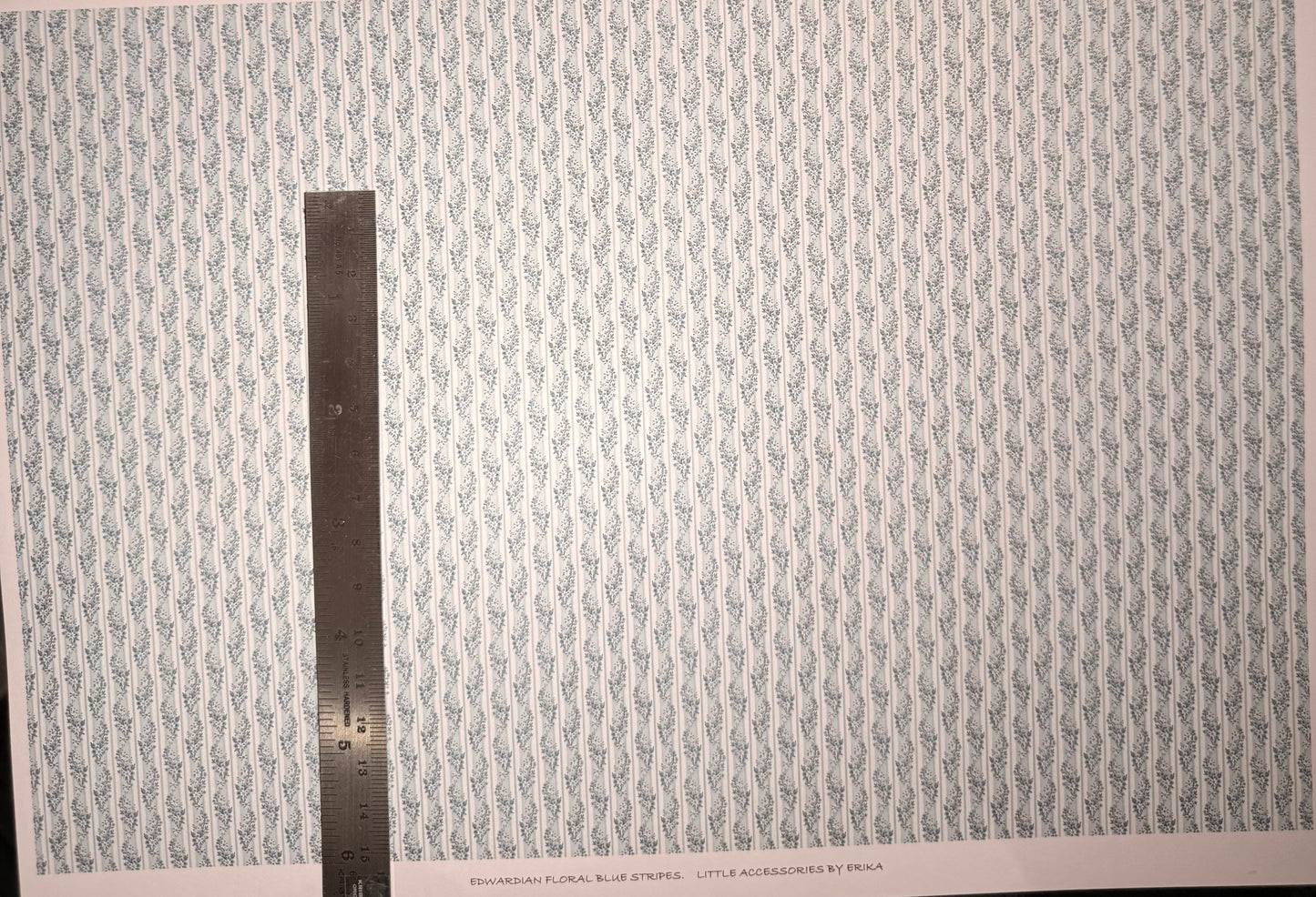 WALLPAPER EDWARDIAN FLORAL BLUE STRIPES