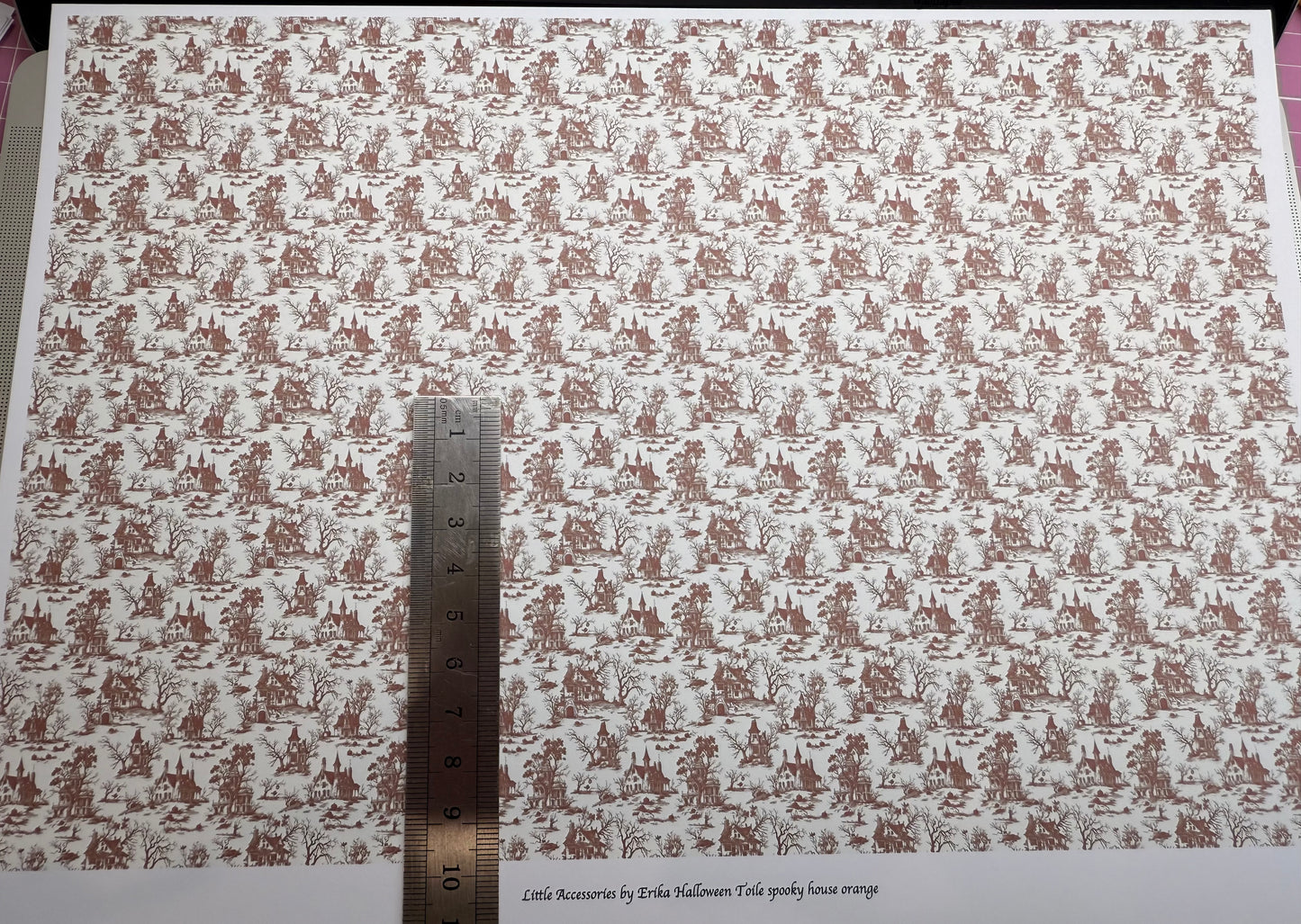 FABRIC toile spooky house orange