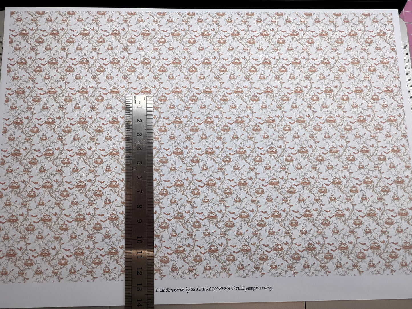 Wallpaper Halloween toile pumpkin orange. 1/48th scale