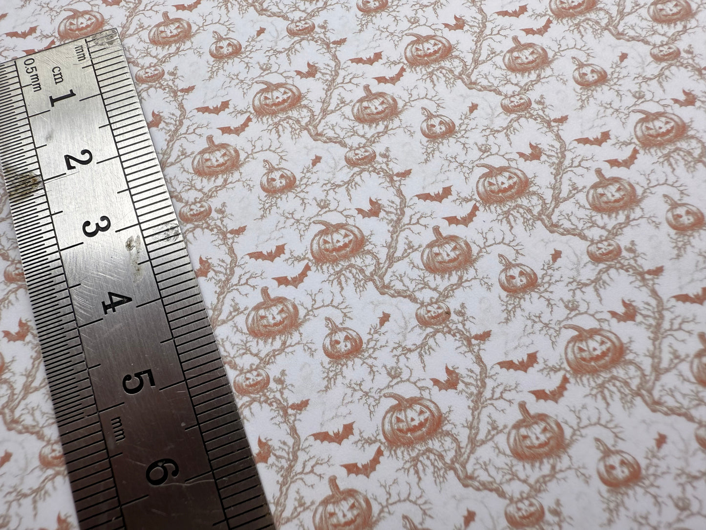 Wallpaper Halloween toile pumpkin orange. 1/48th scale