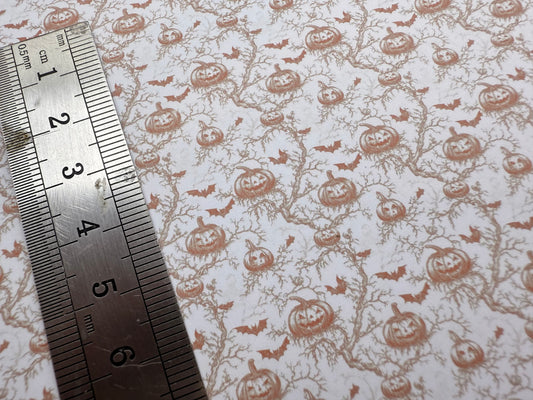 FABRIC  Halloween toile pumpkin orange.  1/48th scale