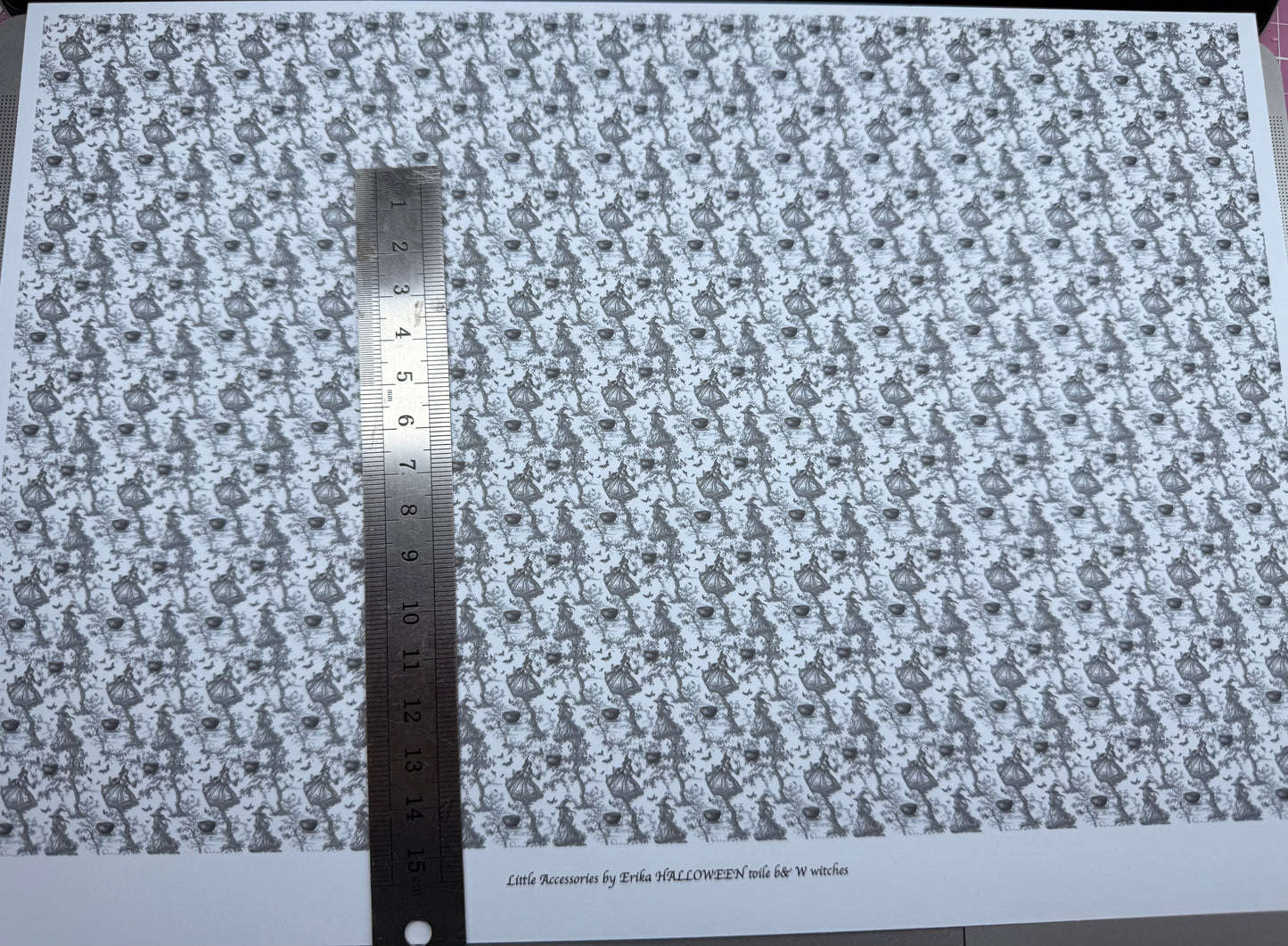 FABRIC halloween toile b&w witches