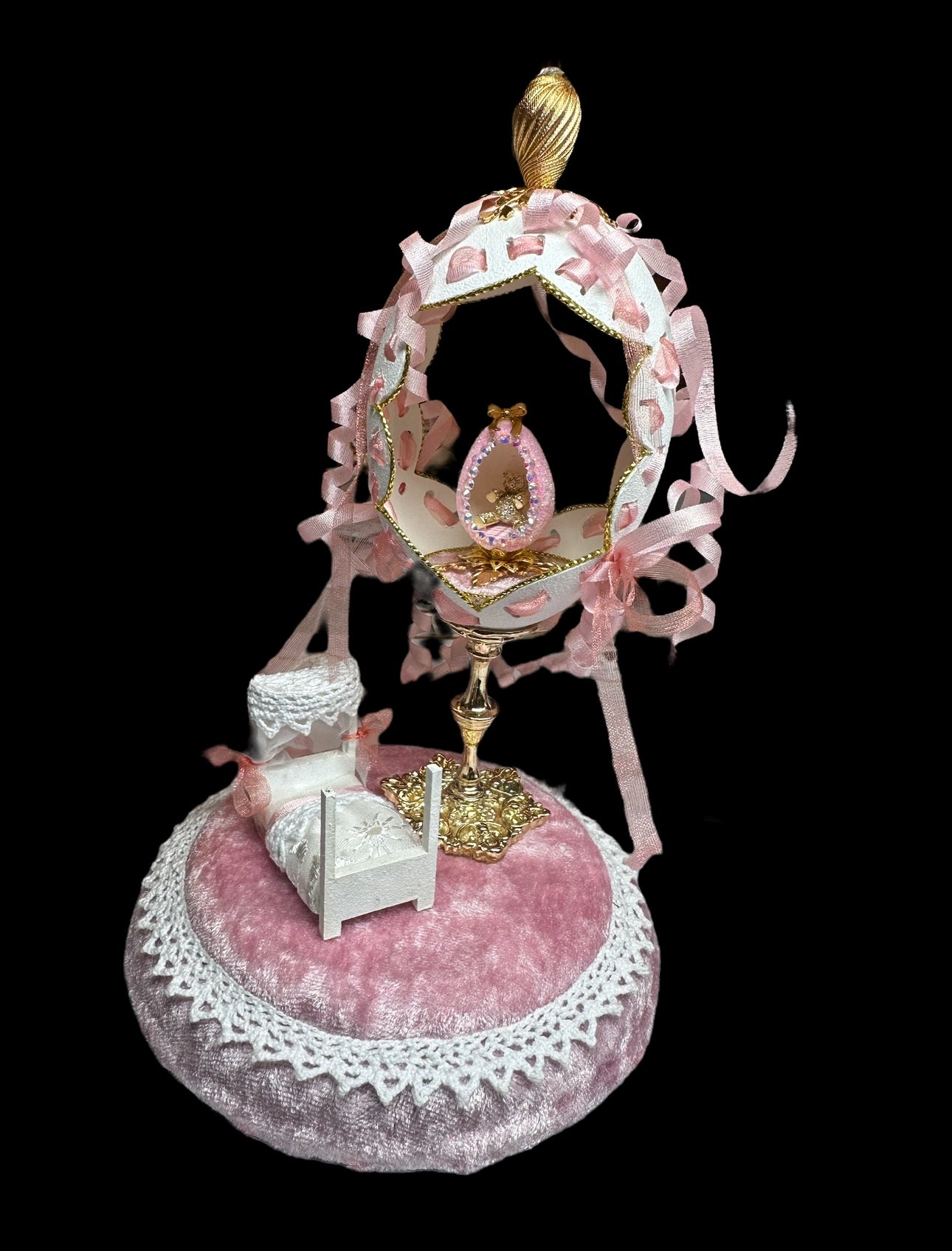 PRETTY IN PINK - GOOSE egg - with PIGEON egg inside.