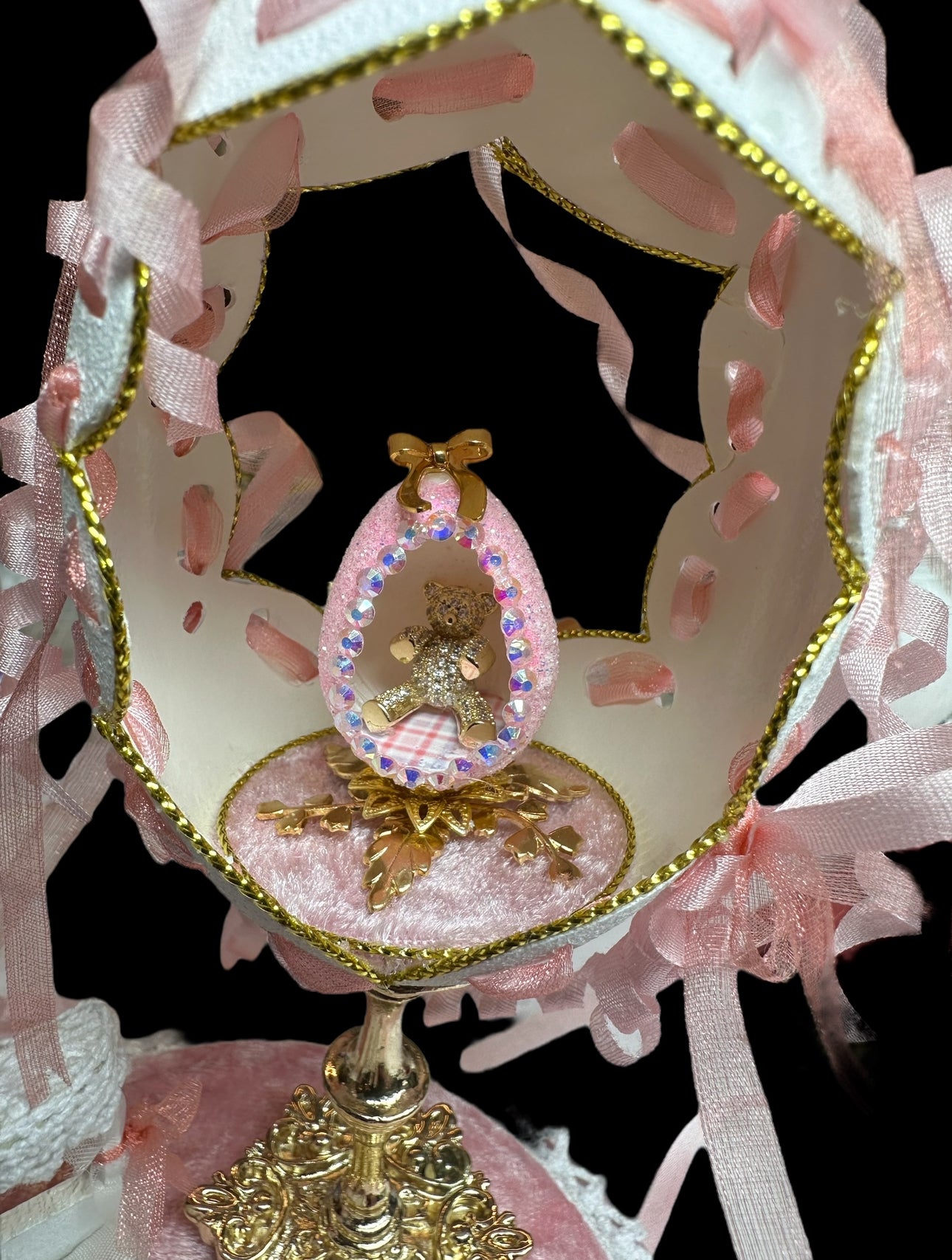 PRETTY IN PINK - GOOSE egg - with PIGEON egg inside.