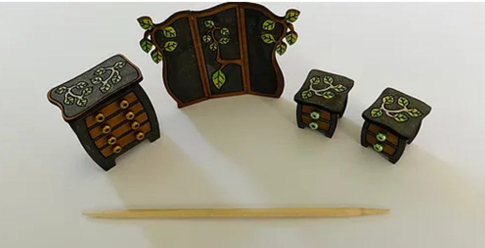 Enchanted forest bedside cabinets, 2 in a pack.1/48th scale