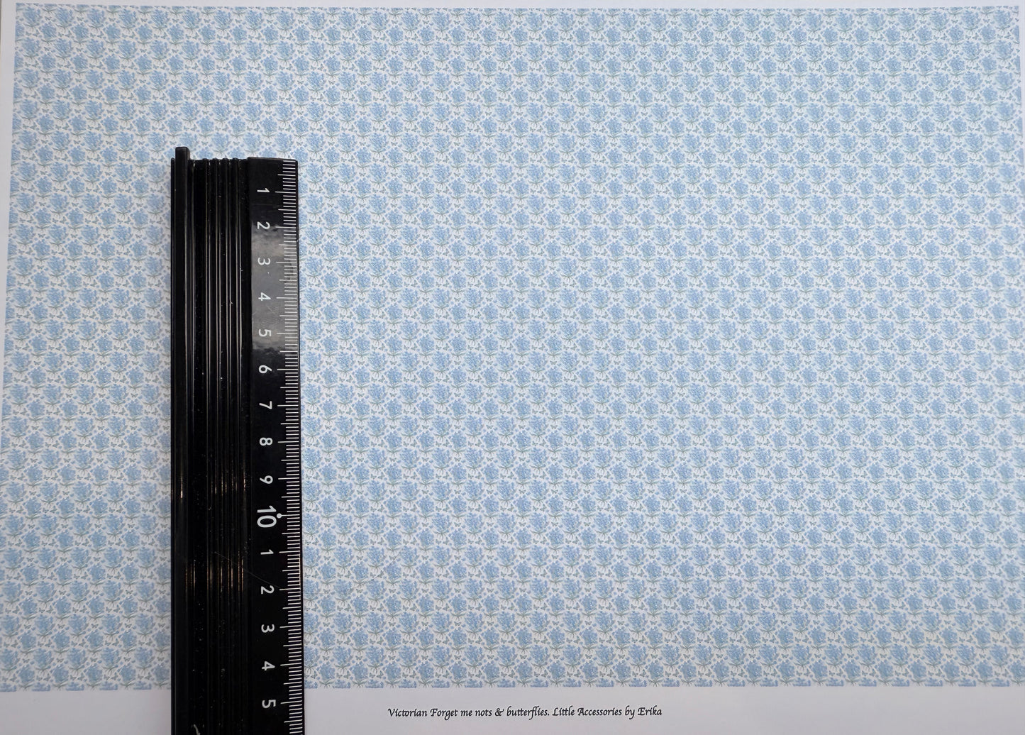 FABRIC VICTORIAN forget me nots & butterflies