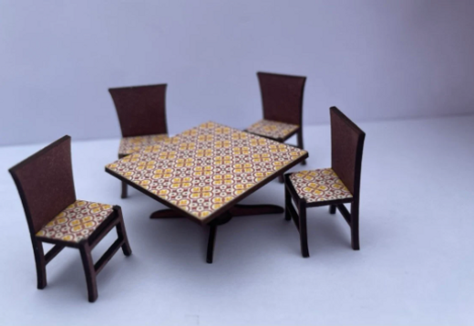 Nana's 1970s collection. DINING ROOM TABLE & CHAIRS. 1/48th scale kit