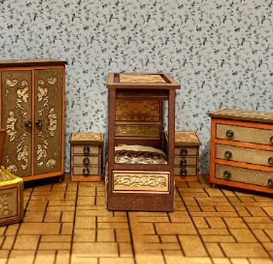 Decorative Collection SMALL (single) 4 POSTER BED with canopy. 1/48th scale kit