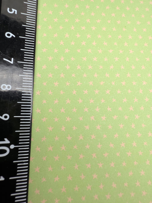FABRIC Christmas Contrast Green Stars