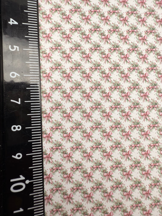 FABRIC Christmas pink bows