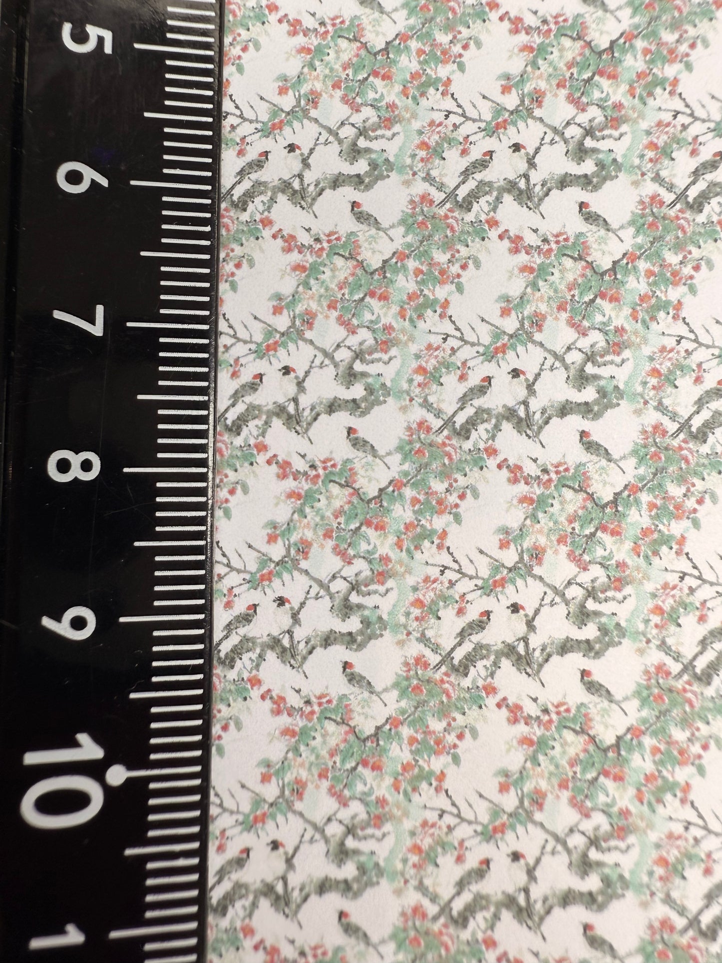 FABRIC Chinese birds in green trees