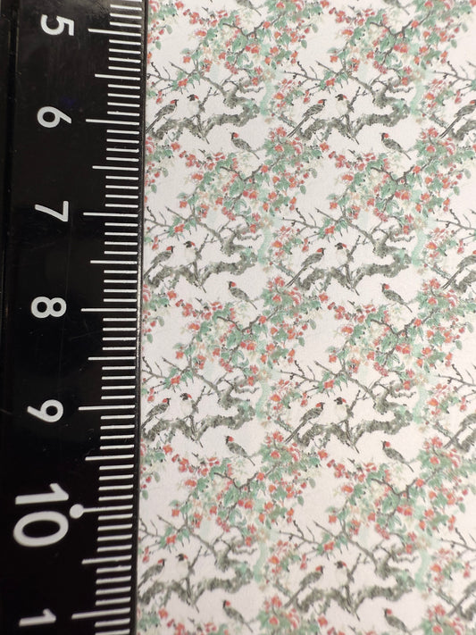 FABRIC Chinese birds in green trees