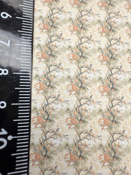 FABRIC Chinese cream gold birds
