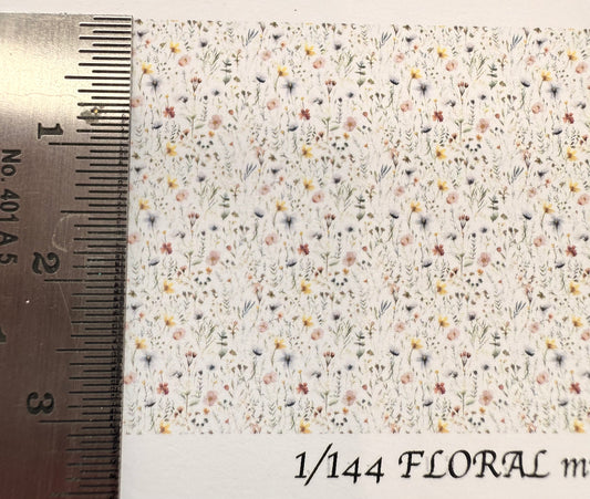 1/144 scale Floral multi coloured wallpaper
