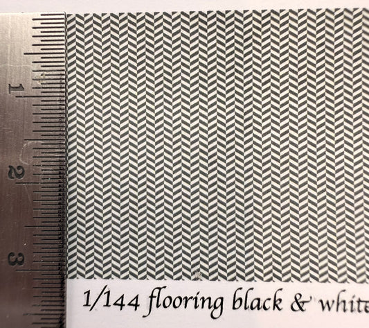 1/144 sacle wallpaper flooring black & white zigzag