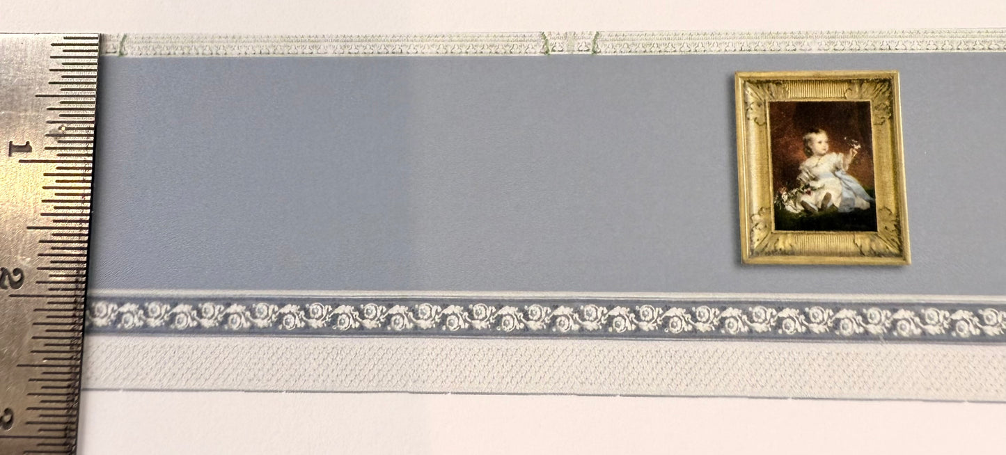 1/144 scale blue wall frieze with picture