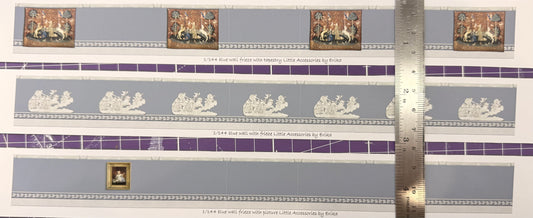 1/144 scale blue wall frieze with picture