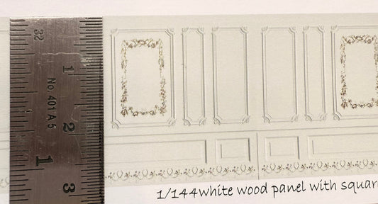 1/ 144 scale wallpaper white wood panel with square design
