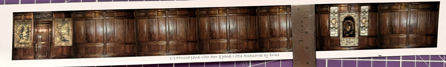 1/144 scale wllpaper dark wood with fancy panel & door panel