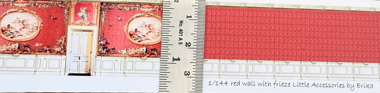 1/144 scale wallpaper red wall with door & panels