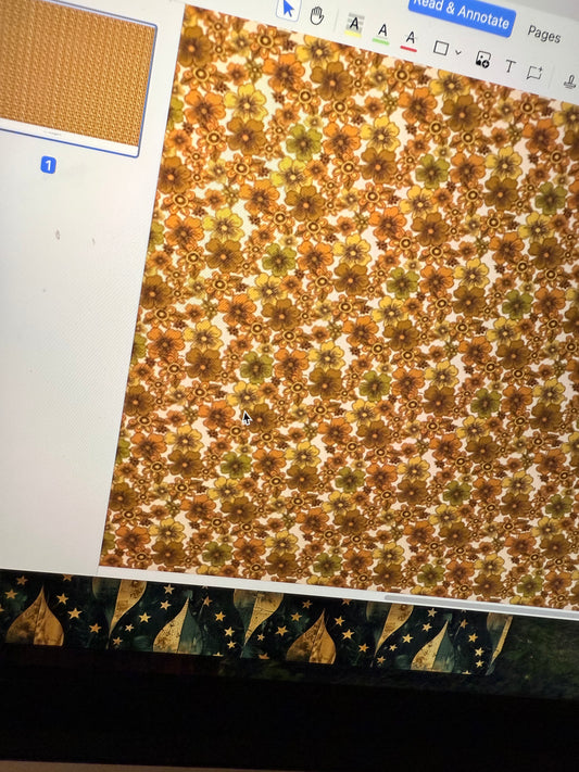 FABRIC 1970s retro  orange floral