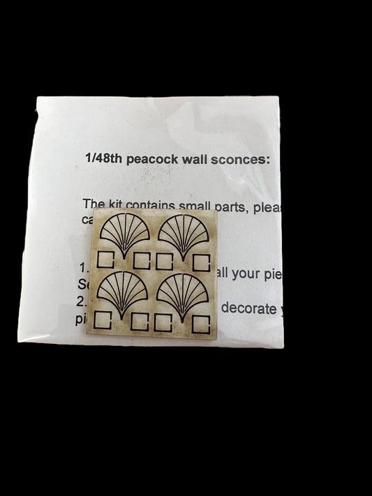 Art Deco peacock wall sconces (4 in a pack) 1/48th scale KIT