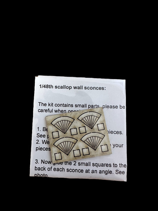 Art Deco Scallop wall sconces (4 in pack) 1/48th scale KITS