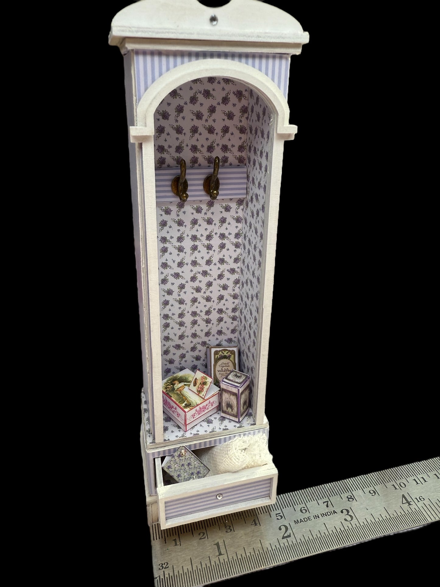 Coat cupboard, ready made & decorated. 1/12th scale OOAK