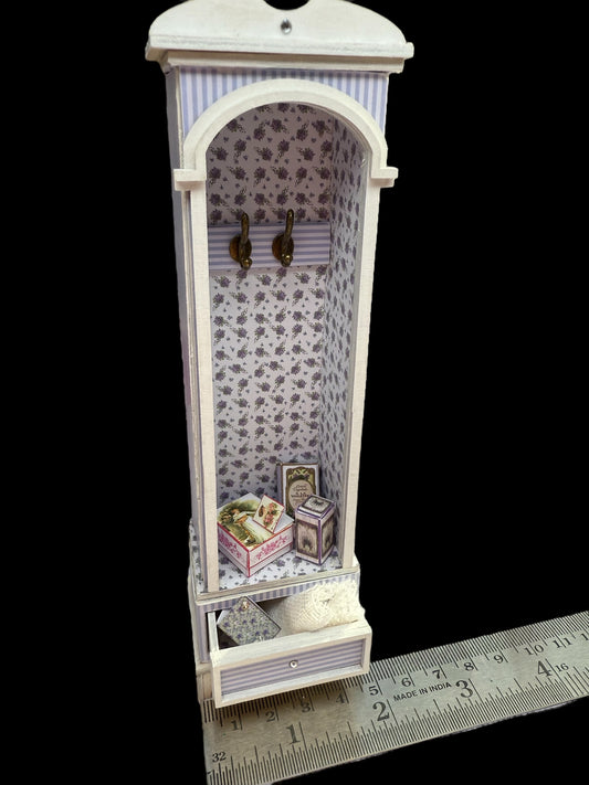 Coat cupboard, ready made & decorated. 1/12th scale OOAK