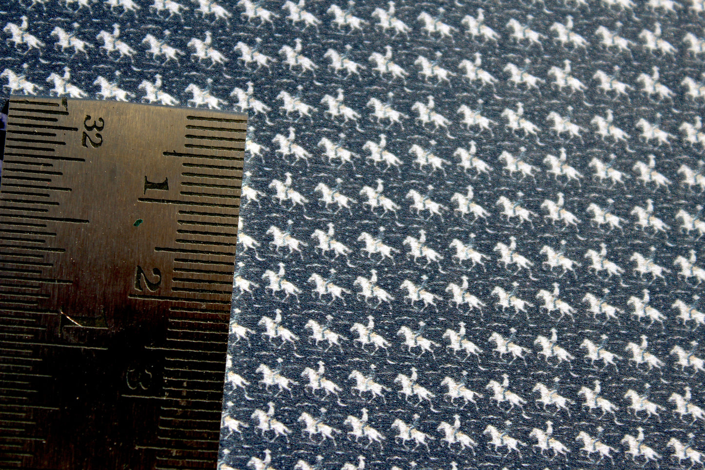 FABRIC wild west horse and rider.blue