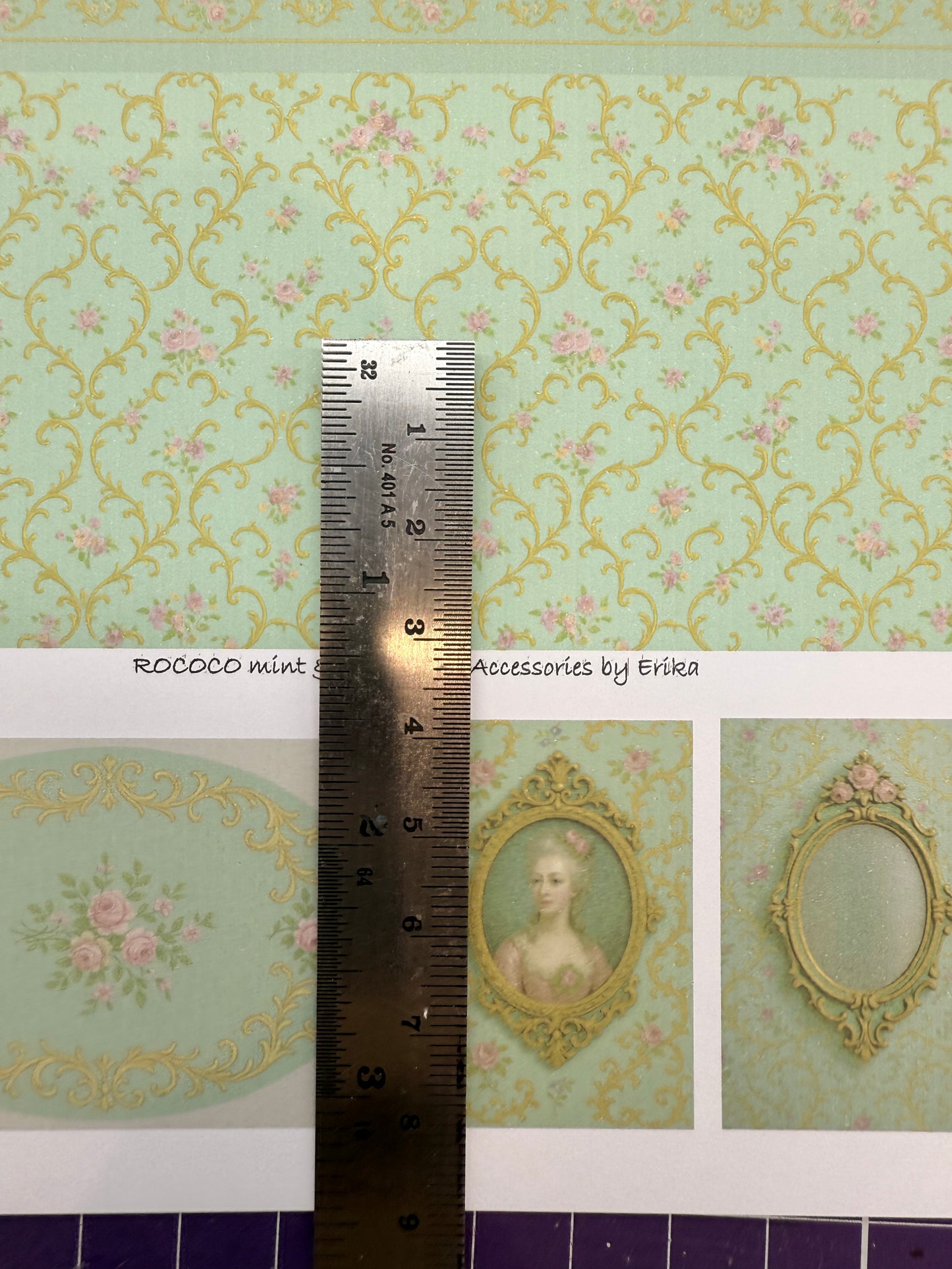 SET WALLPAPER Rococo mint & pink  1/48