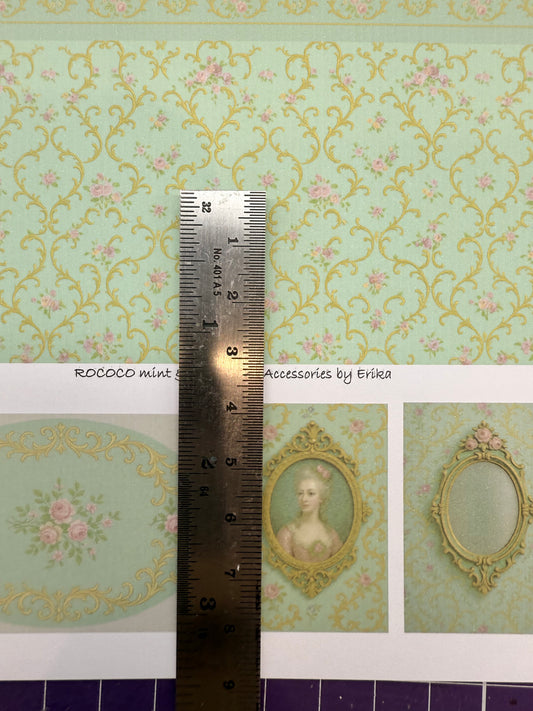 SET WALLPAPER Rococo mint & pink  1/48