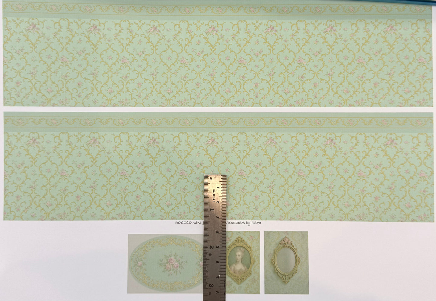 SET WALLPAPER Rococo mint & pink  1/48