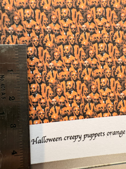 WALLPAPER HALLOWEEN Creepy puppets orange in ties
