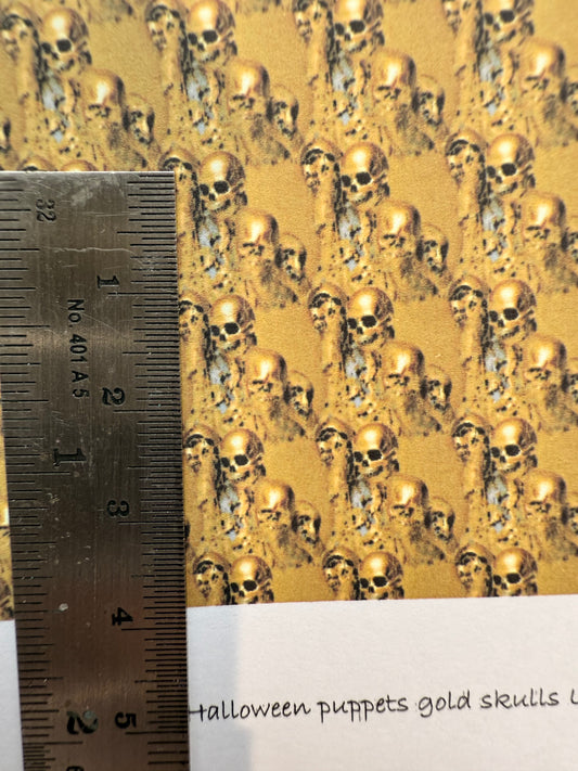 WALLPAPER HALLOWEEN puppets gold skulls