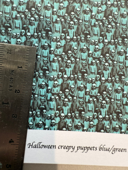 WALLPAPER halloween creepy puppets blue green