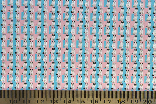 Wallpaper, cats, white with pink blue background 1/48 scale