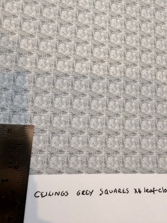 WALLPAPER CEILING GREY SQUARES X4 LEAF CLOVER