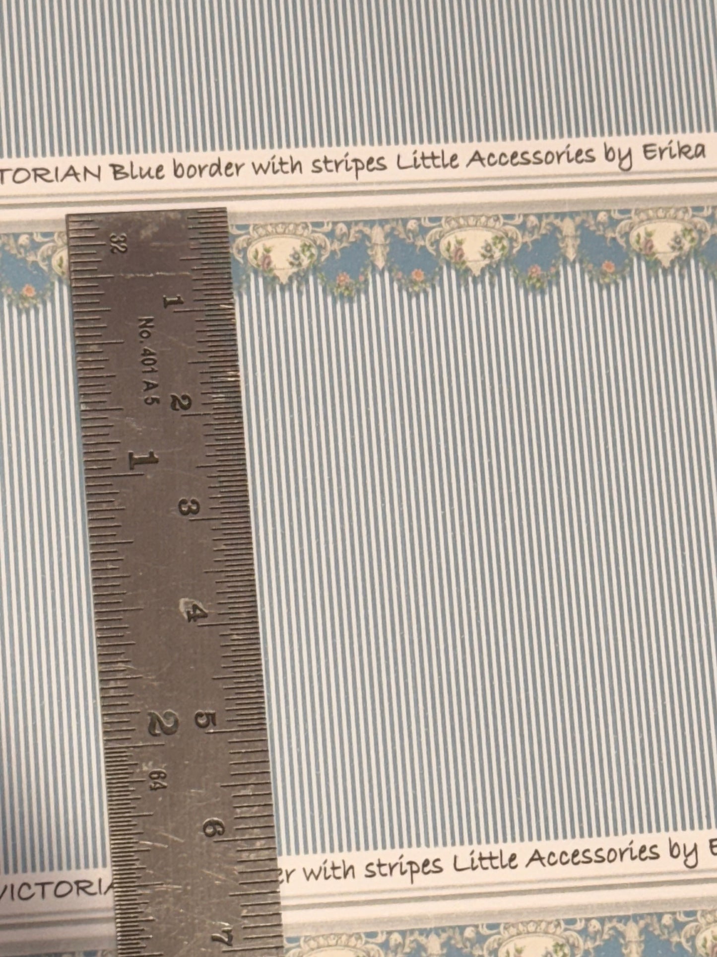 VICTORIAN STRIPED WALLPAPER WITH ORNATE BORDER 1/48