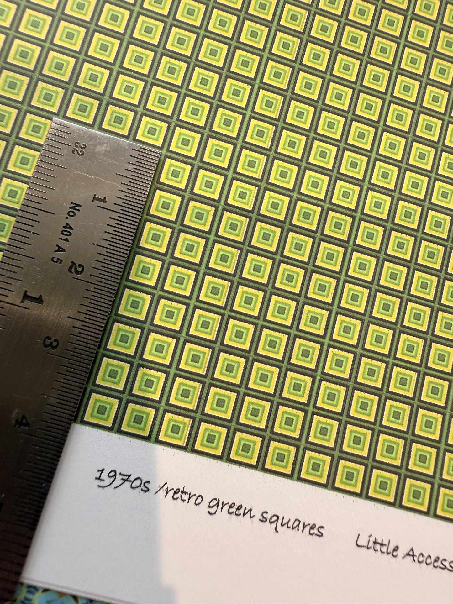 FABRIC 1970s Retro green squares 1/48th scale