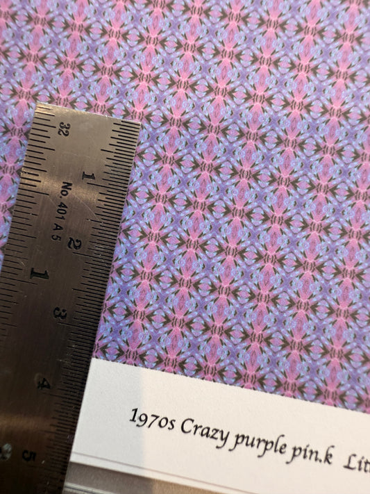 fabric 1970s Crazy purple pink
